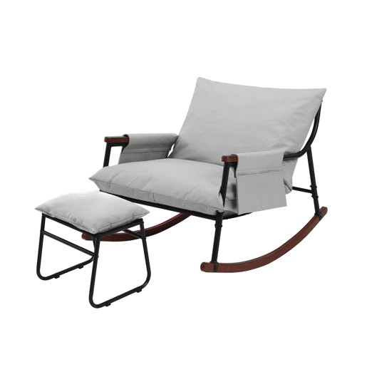Cadeira de baloiço relax HomeMiYN de metal com almofada de 15 cm e apoio de pés metálico