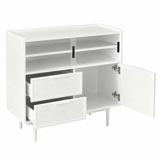 Armário de casa de banho de 80 cm - com faixa de luz, porta de vidro - branco