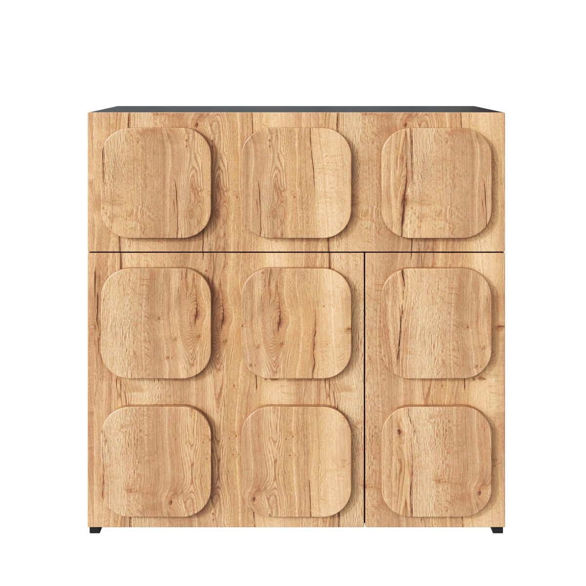Cómoda vintage - diseño retro, estructura de madera, 4 compartimentos, color madera natural