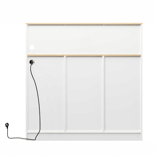 Aparador de bar com LED - u2014 - com tomadas, porta-copos, suporte para garrafas de vinho, arrumação em várias camadas, ideal para restaurantes e cozinhas - Branco+Natural