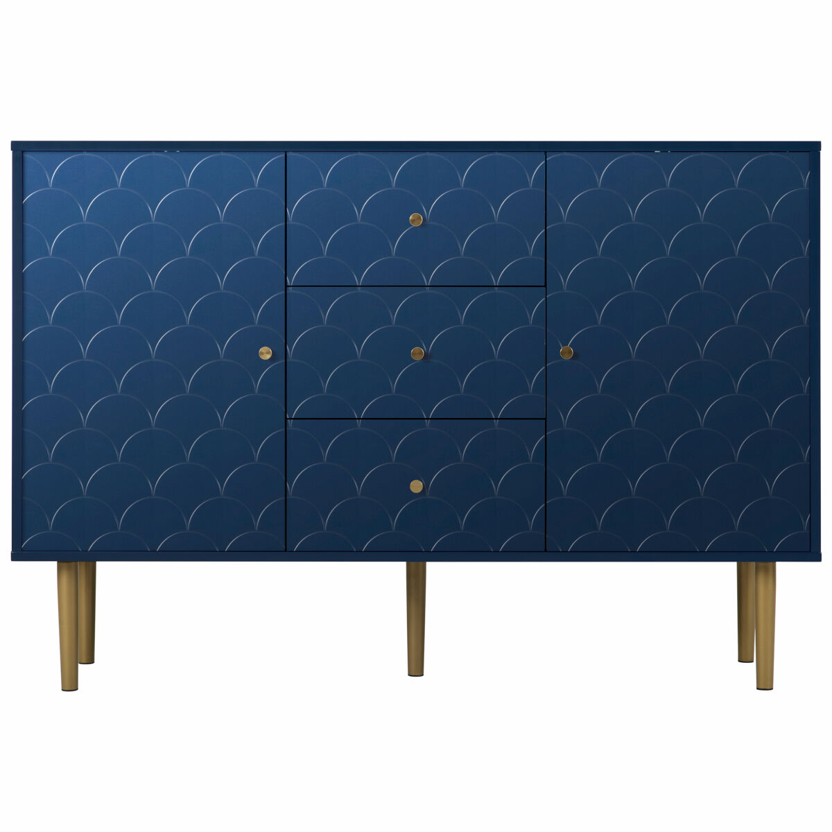 Aparador 120x40x83 cm - 2 puertas, 3 cajones, estante ajustable - azul marino