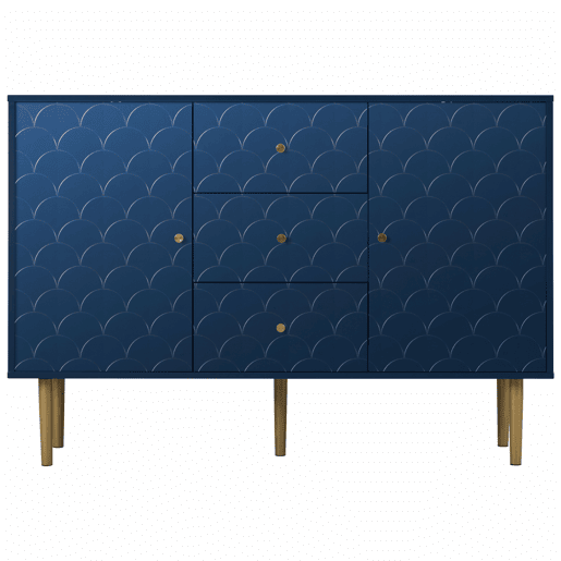 Aparador 120x40x83 cm - 2 portas, 3 gavetas, prateleira ajustável - Azul marinho