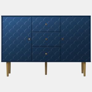 Aparador 120x40x83 cm - 2 portas, 3 gavetas, prateleira ajustável - Azul marinho