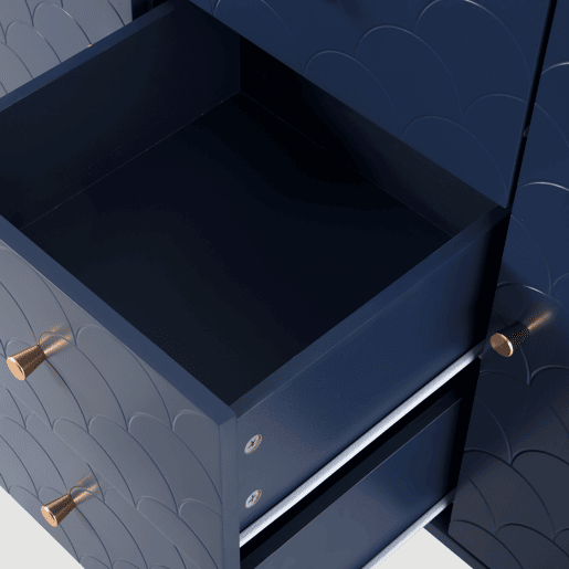 Aparador 120x40x83 cm - 2 portas, 3 gavetas, prateleira ajustável - Azul marinho