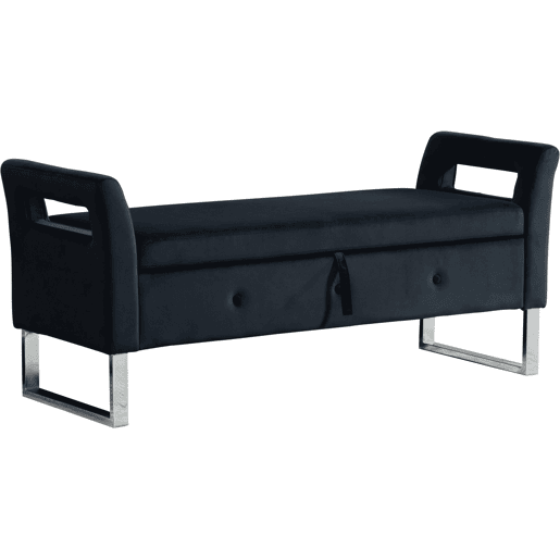 Banqueta com arrumação - com apoios de braços - para sala, corredor e quarto - Preto