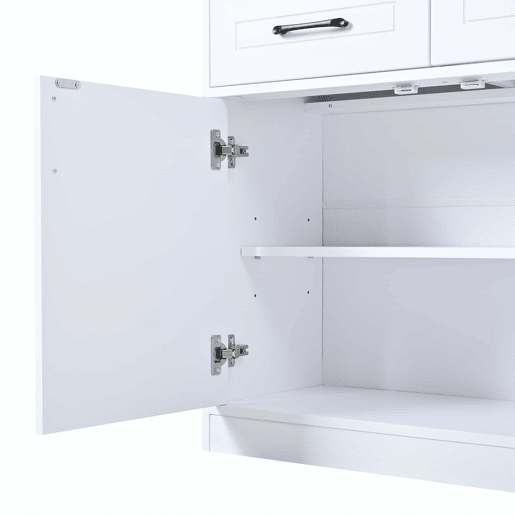 Aparador 120 x 35 x 80 cm - móvel de sala com 3 gavetas e 3 portas, prateleiras ajustáveis, puxadores, design às riscas, capacidade de 60 kg, aparador de entrada - branco
