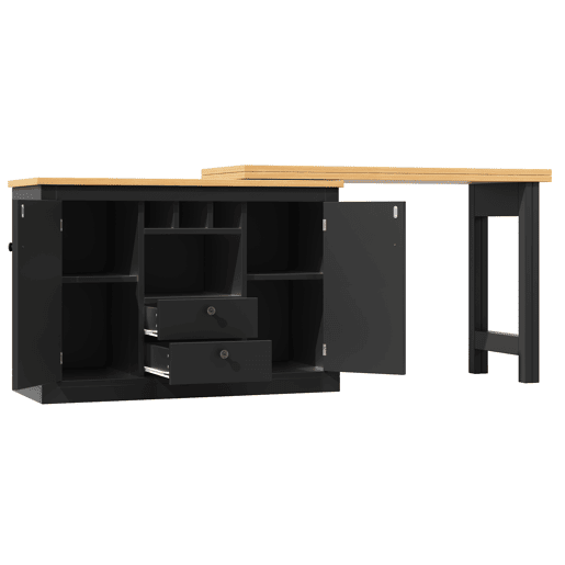 Mesa de bar extensível 120-180 cm - Com função giratória de 360° e arrumação - Preto