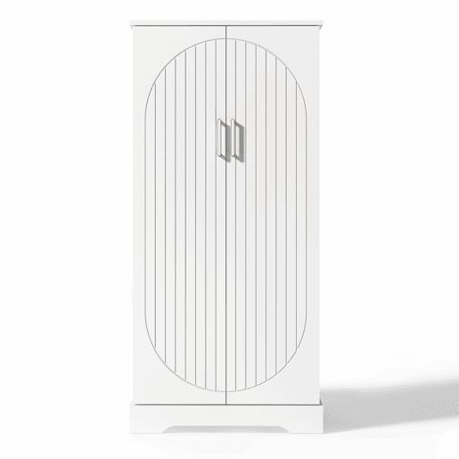 Aparador 60x35x128 cm - multifuncional com luz LED, prateleiras ajustáveis, portas duplas - branco
