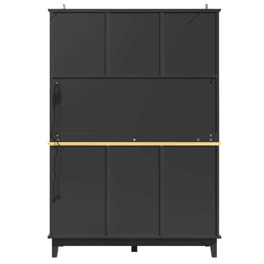 Aparador 120x40x180 cm - Com iluminação LED, controlo por aplicação, 4 portas e 3 gavetas - Preto, Natural