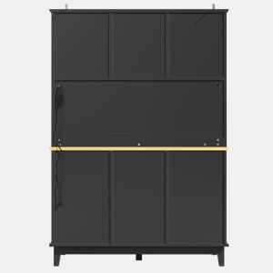 Aparador 120x40x180 cm - Com iluminação LED, controlo por aplicação, 4 portas e 3 gavetas - Preto, Natural