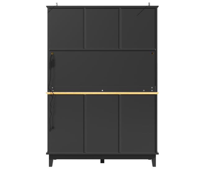 Aparador 120x40x180 cm - con iluminación led, control por app, 4 puertas y 3 cajones - negro, natural