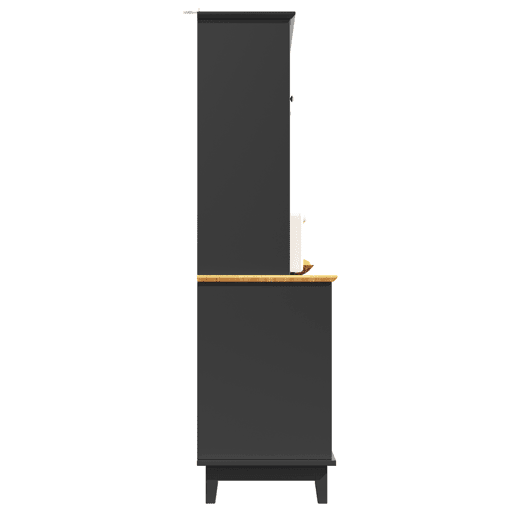 Aparador 120x40x180 cm - Com iluminação LED, controlo por aplicação, 4 portas e 3 gavetas - Preto, Natural