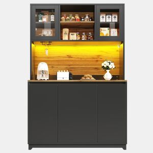 Aparador 120x40x180 cm - Aparador com portas de acrílico e LED - Preto
