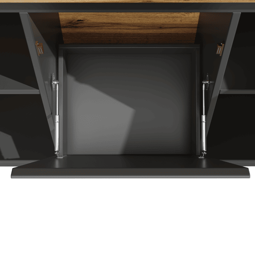 Aparador 120x40x180 cm - Aparador com portas de acrílico e LED - Preto