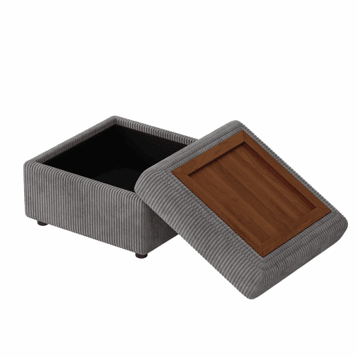 Sofá de canto em L 282 x 153 x 85 cm - sofá moderno em veludo cotelê com braços, 6 lugares, banqueta multifuncional móvel, montagem fácil, espuma de alta densidade - cinzento