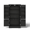 Aparador 120x60x40 cm - 4 portas, luz LED, prateleiras ajustáveis - Preto