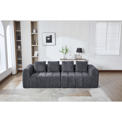 Sofá de canto modular 260 x 94,5 x 80 cm - 3 lugares, espuma de alta densidade, montagem livre, veludo com braços, assento profundo - Cinza escuro Sofá de canto modular 260 x 94,5 x 80 cm - 3 lugares, espuma de alta densidade, montagem livre, veludo com braços, assento profundo - Cinza escuro