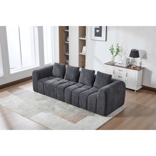 Sofá de canto modular 260 x 94,5 x 80 cm - 3 lugares, espuma de alta densidade, montagem livre, veludo com braços, assento profundo - Cinza escuro Sofá de canto modular 260 x 94,5 x 80 cm - 3 lugares, espuma de alta densidade, montagem livre, veludo com braços, assento profundo - Cinza escuro