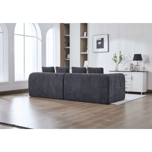 Sofá de canto modular 260 x 94,5 x 80 cm - 3 lugares, espuma de alta densidade, montagem livre, veludo com braços, assento profundo - Cinza escuro Sofá de canto modular 260 x 94,5 x 80 cm - 3 lugares, espuma de alta densidade, montagem livre, veludo com braços, assento profundo - Cinza escuro