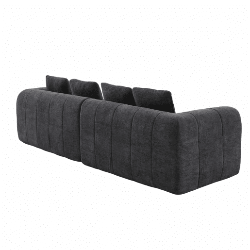Sofá de canto modular 260 x 94,5 x 80 cm - 3 lugares, espuma de alta densidade, montagem livre, veludo com braços, assento profundo - Cinza escuro Sofá de canto modular 260 x 94,5 x 80 cm - 3 lugares, espuma de alta densidade, montagem livre, veludo com braços, assento profundo - Cinza escuro