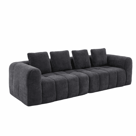Sofá de canto modular 260 x 94,5 x 80 cm - 3 lugares, espuma de alta densidade, montagem livre, veludo com braços, assento profundo - Cinza escuro Sofá de canto modular 260 x 94,5 x 80 cm - 3 lugares, espuma de alta densidade, montagem livre, veludo com braços, assento profundo - Cinza escuro
