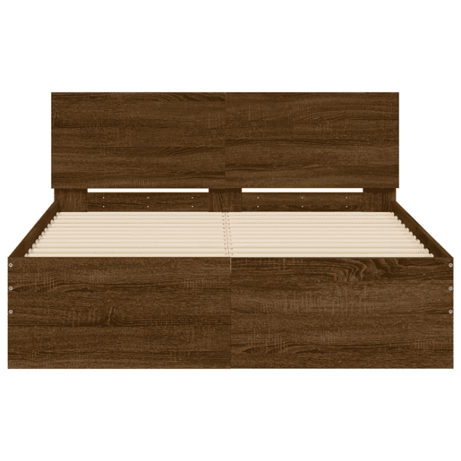 Estrutura de Cama de casal para adultos com cabeceira 120x190 cm carvalho castanho