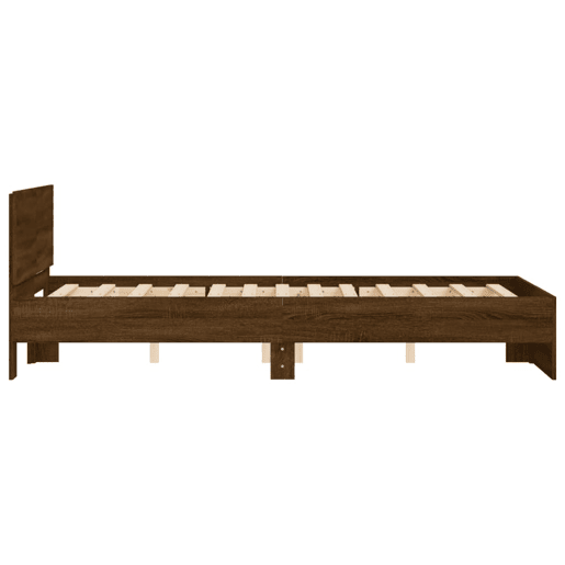 Estrutura de Cama de casal para adultos com cabeceira 120x190 cm carvalho castanho