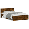 Estrutura de Cama de casal para adultos com cabeceira 120x200 cm carvalho fumado