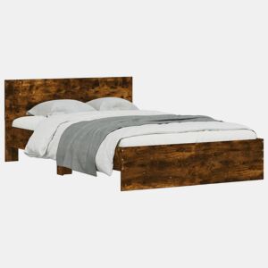 Estrutura de Cama de casal para adultos com cabeceira 120x200 cm carvalho fumado