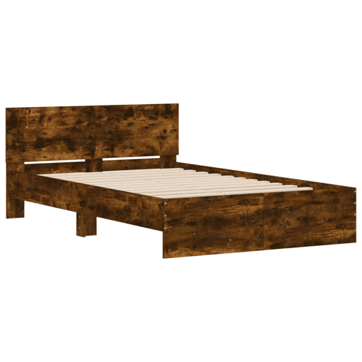 Estrutura de Cama de casal para adultos com cabeceira 120x200 cm carvalho fumado