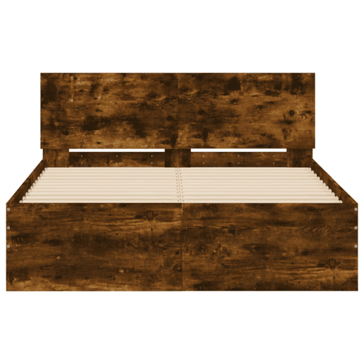 Estrutura de Cama de casal para adultos com cabeceira 120x200 cm carvalho fumado