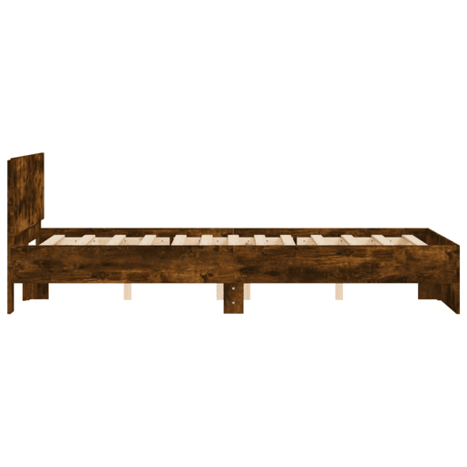 Estrutura de Cama de casal para adultos com cabeceira 120x200 cm carvalho fumado