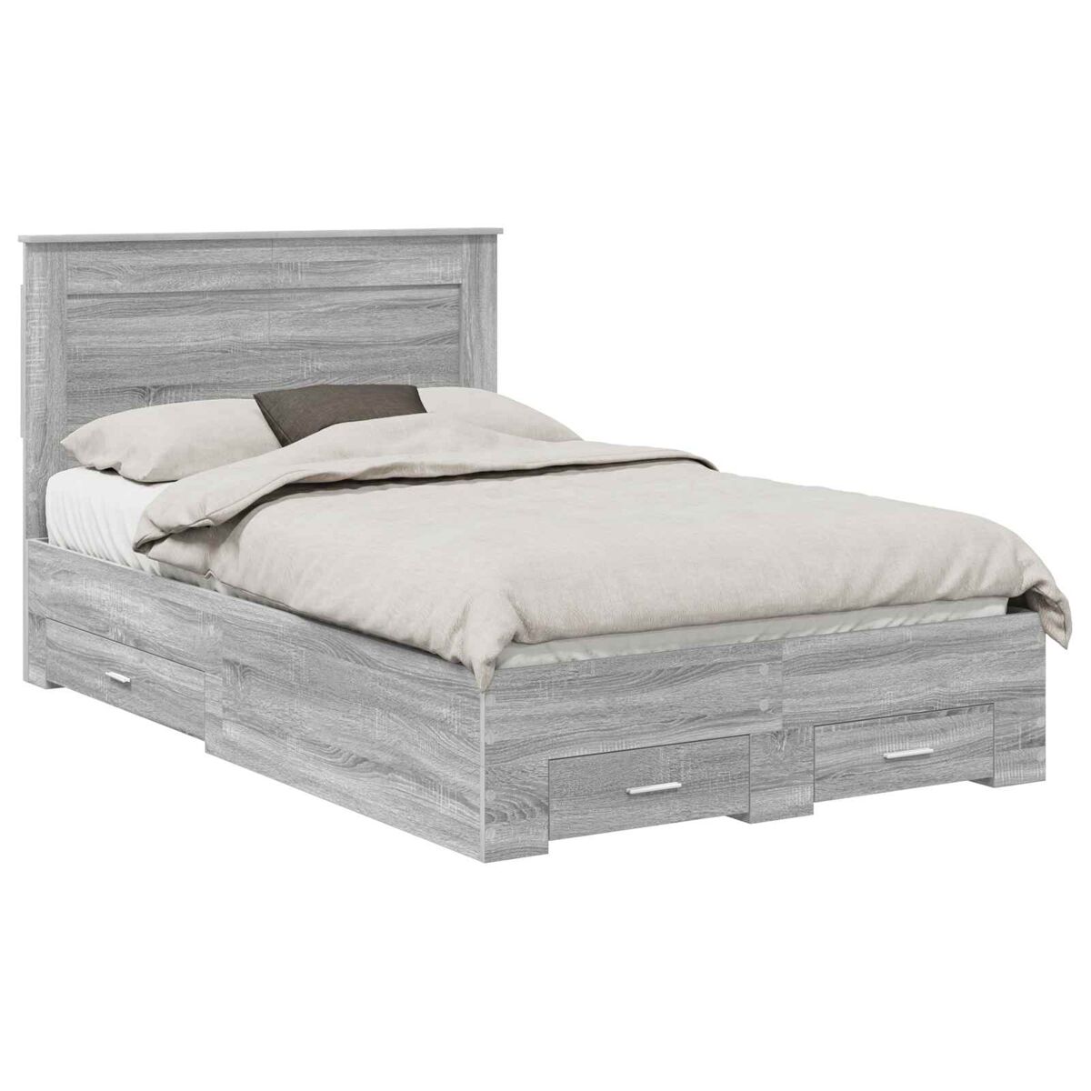 Estructura de cama doble matrimonial con cajón con cabecera madera contrachapada
