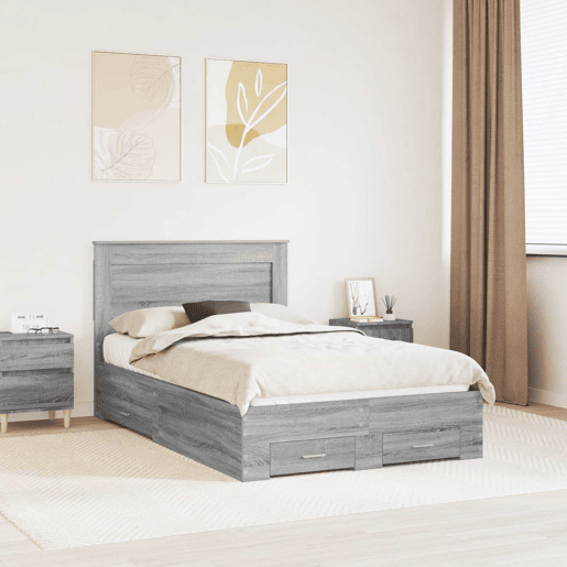 Estrutura da Cama de casal moderno para adultos com gaveta com cabeceira Madeira processada