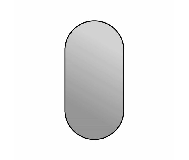 Espejo de pared arco 60×120 cm - marco de aluminio negro, espejo plateado hd sin cobre, moderno, colgable vertical u horizontal - plata