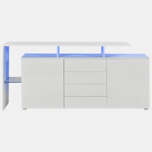 Cómoda 160×35×70 - Móvel de sala com LED, aparador, móvel para TV - Branco