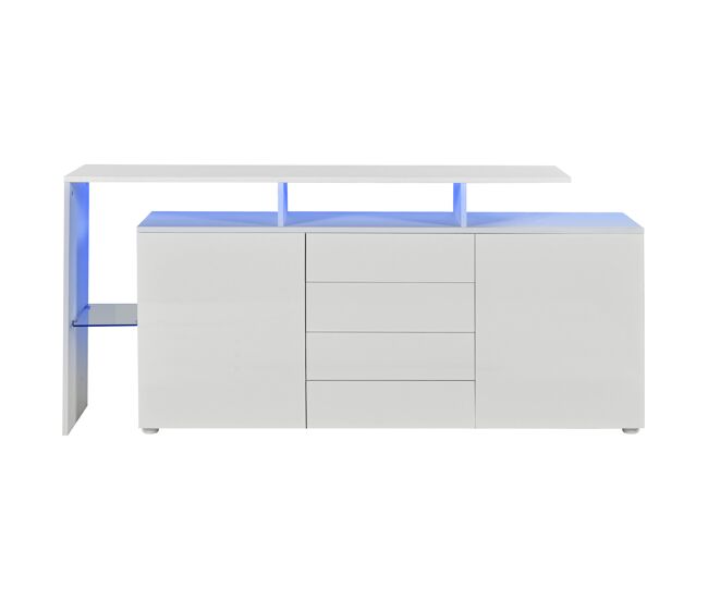 Cómoda 160×35×70 - mueble de salón con led, aparador, mueble para tv - blanco