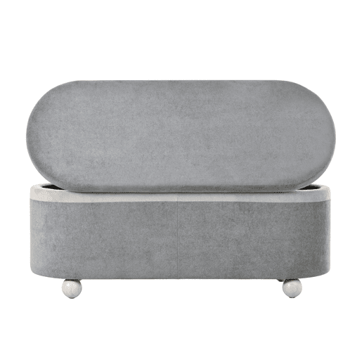 Banco baú 110x41x47 cm - com arrumação e estofamento felpudo - Cinza
