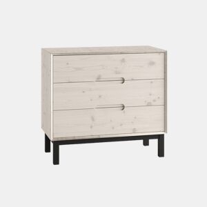 Cómoda de 3 gavetas Pinio Country Madeira branqueada