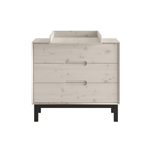 Cómoda de 3 gavetas Pinio Country Madeira branqueada