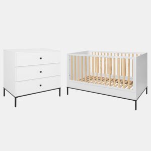 Berço evolutivo 70x140 e cómoda 3 gavetas Bellamy Lumi Branco e preto