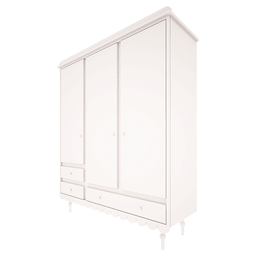 Roupeiro 3 portas 3 gavetas Wood Luck Babushka Branco
