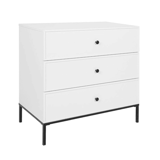Cómoda 3 gavetas Bellamy Lumi Branco e preto
