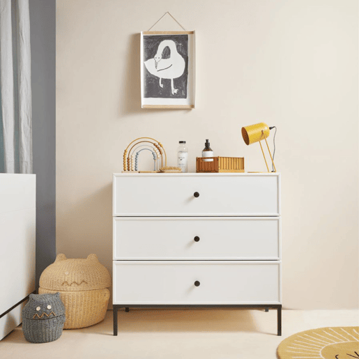 Cómoda 3 gavetas Bellamy Lumi Branco e preto