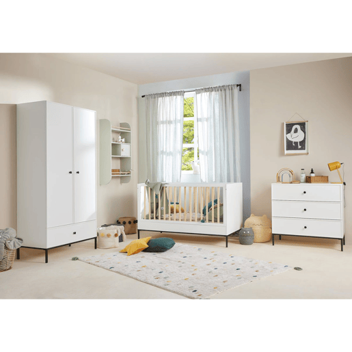 Cómoda 3 gavetas Bellamy Lumi Branco e preto