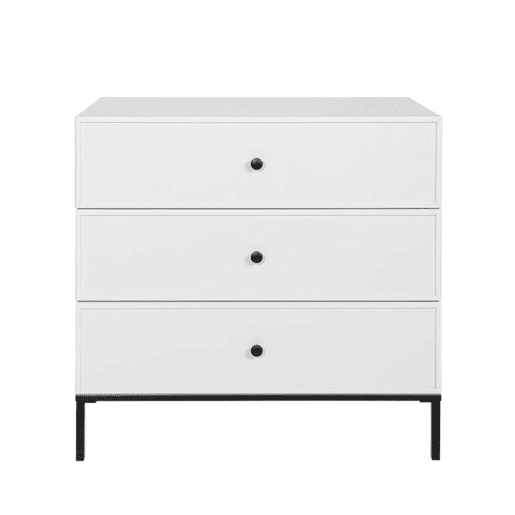 Cómoda 3 gavetas Bellamy Lumi Branco e preto