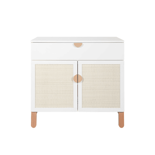 Cómoda 2 portas 1 gaveta Bellamy Laurie Branco e madeira