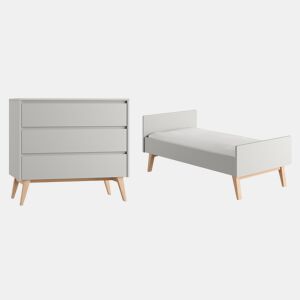 Berço evolutivo 70x140 e cómoda 3 gavetas Pinio Swing Cinzento e madeira