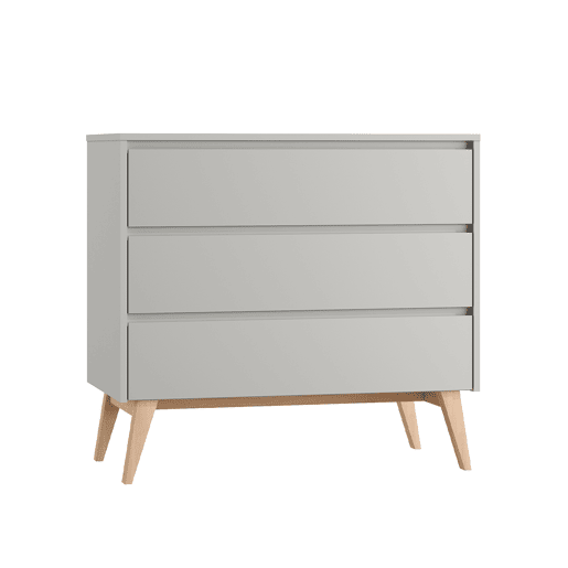 Berço evolutivo 70x140 e cómoda 3 gavetas Pinio Swing Cinzento e madeira