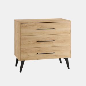 Cómoda Pinio Retro Wood com 3 gavetas
